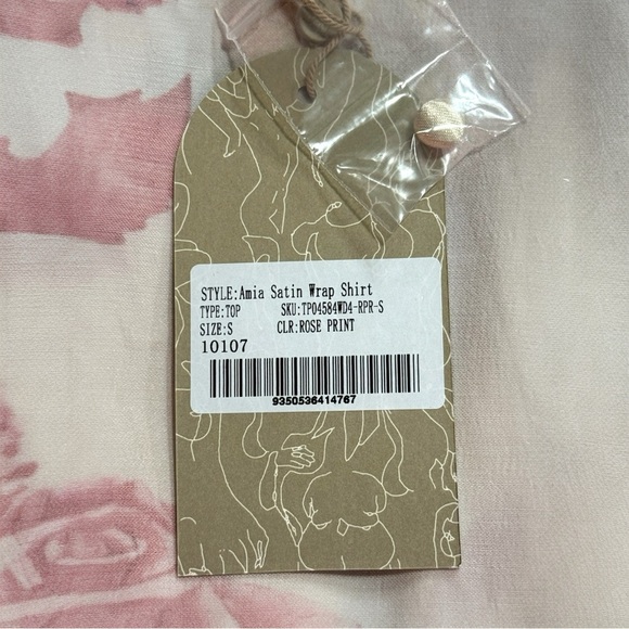 NWT Meshki Amia Satin Rose Wrap Top – Size Small – Romantic Luxe - Picture 8 of 8